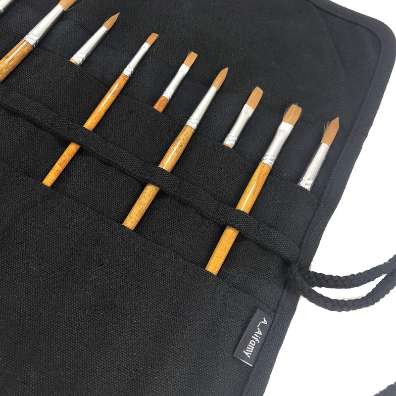 A AIFAMY 30 Pockets Artist Paint Brush Holder, Canvas Roll Up Case Bag & Storage Organizer Pouch Case- Store Brush, Pens Tools - Image 5